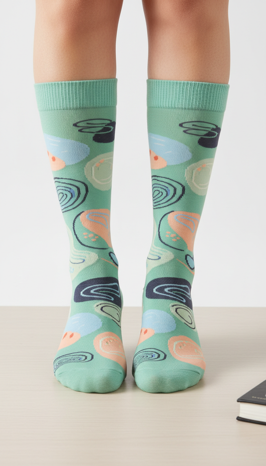 Calcetines largos verde menta diseño colaborador